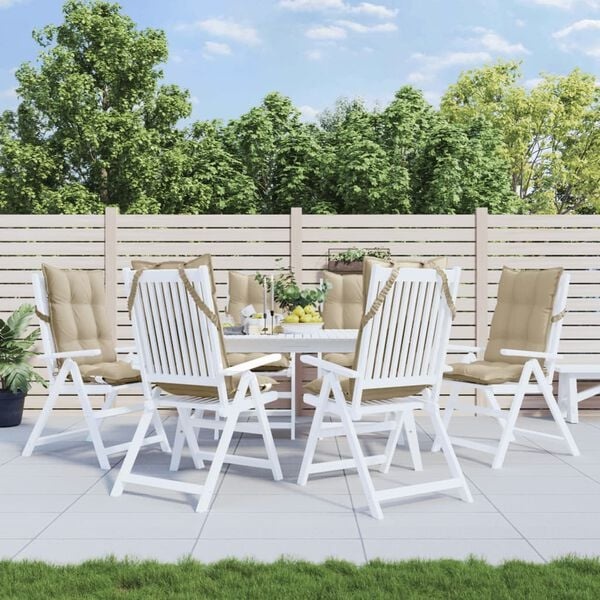 Vidaxl 6er-Set Stuhlkissen für Hochlehner 120x50cm, Beige - bis zu 59% Rabatt