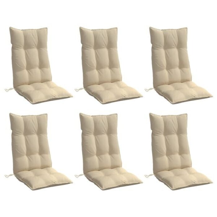 Vidaxl 6er-Set Stuhlkissen für Hochlehner 120x50cm, Beige - bis zu 59% Rabatt