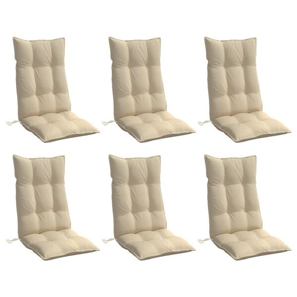 Vidaxl 6er-Set Stuhlkissen für Hochlehner 120x50cm, Beige - bis zu 59% Rabatt