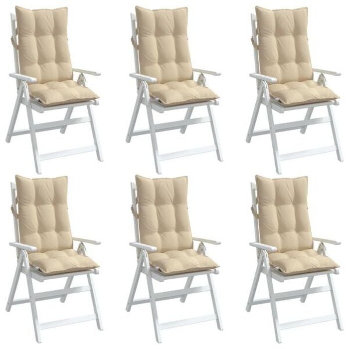 Vidaxl 6er-Set Stuhlkissen für Hochlehner 120x50cm, Beige - bis zu 59% Rabatt