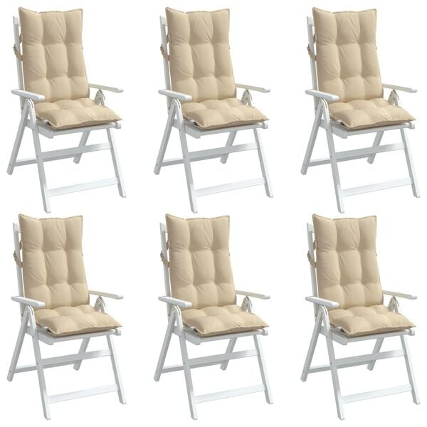 Vidaxl 6er-Set Stuhlkissen für Hochlehner 120x50cm, Beige - bis zu 59% Rabatt