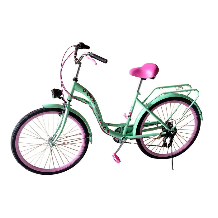 Viking Choice Mädchenfahrrad 26 Zoll 7-Gang Mint/Rosa - bis zu 41% Rabatt im Outlet