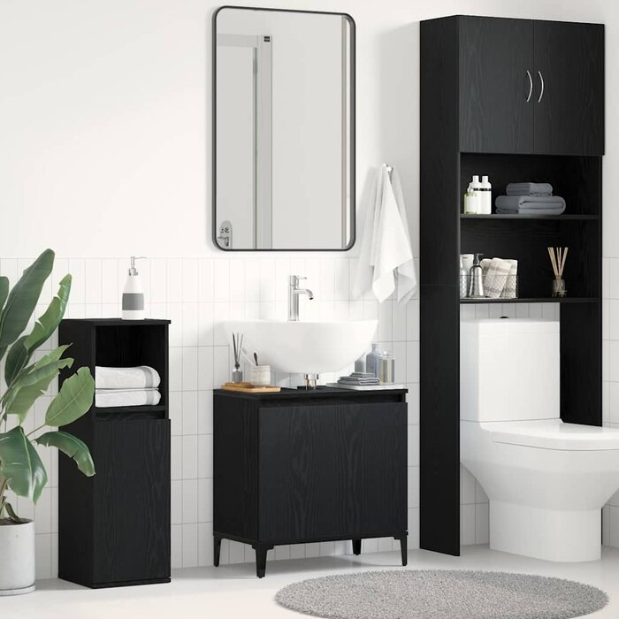 Vidaxl Eleganter Badezimmerschrank Schwarz Eiche 58x33x60cm - bis zu 33% Rabatt