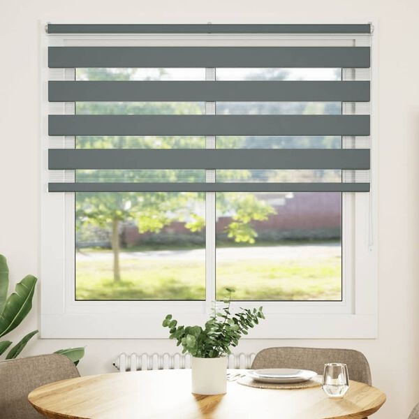 Vidaxl Doppelrollo 140x100 cm Dunkelgrau - Klemmfix oder Schraubmontage - bis zu 32%
