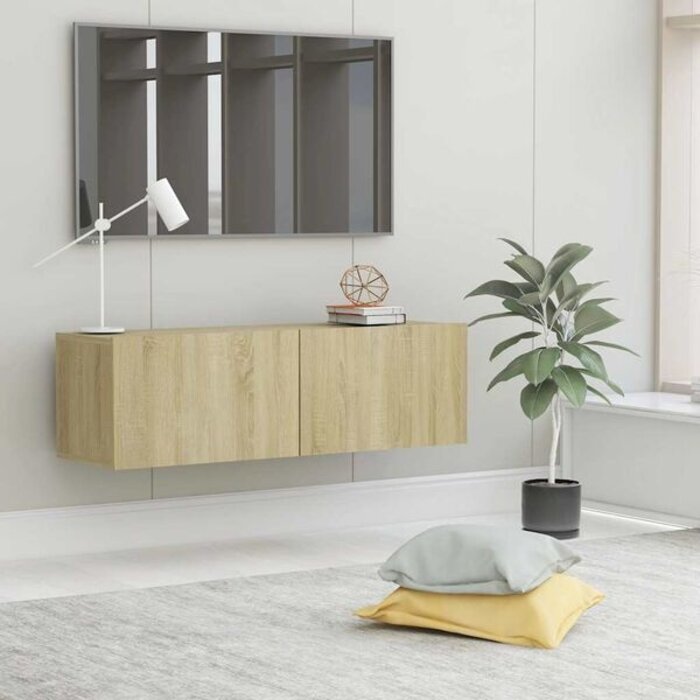 Vidaxl Moderner TV-Schrank Sonoma-Eiche 100cm - Wandmontage - bis zu 32% günstiger