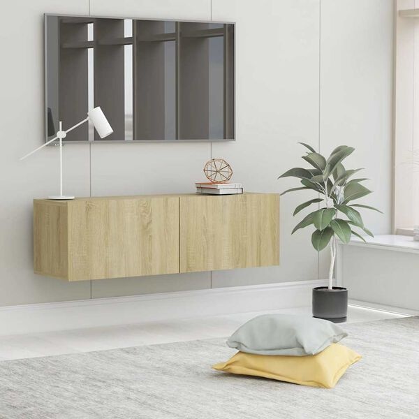Vidaxl Moderner TV-Schrank Sonoma-Eiche 100cm - Wandmontage - bis zu 32% günstiger