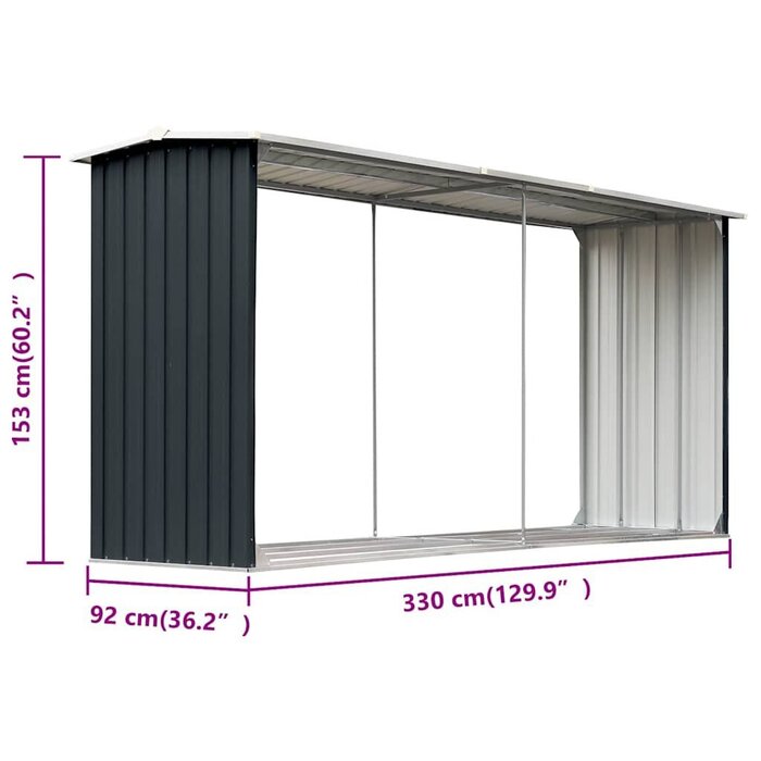 Vidaxl Kaminholzregal verzinkter Stahl 330x92x153 cm - jetzt bis zu 35% sparen