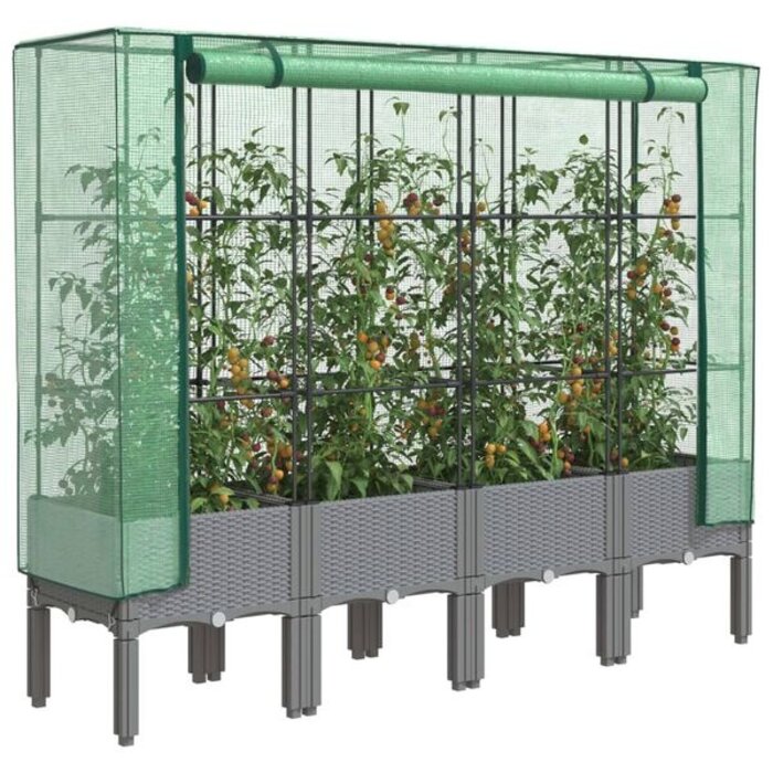 Vidaxl Hochbeet mit Gewächshaus 160x40cm Rattan-Optik - Jetzt bis zu 35% Rabatt