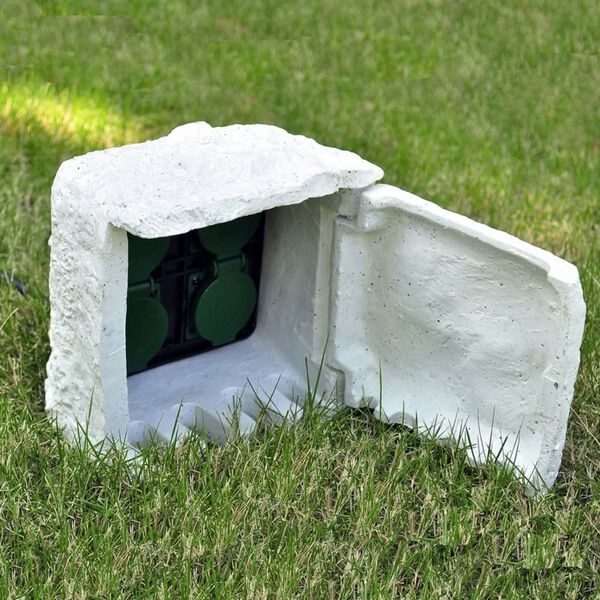 Vidaxl Gartensteckdose Stein-Optik 4-fach, IP44 wetterfest - jetzt bis zu 33% sparen