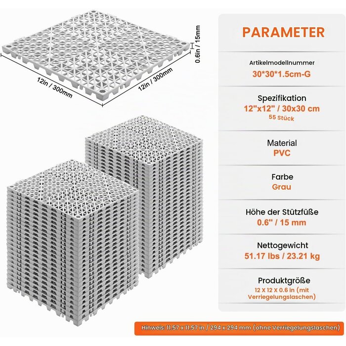 55er Set Drainagematten 30x30 cm - Rutschfester Boden - Jetzt bis zu 30% sparen