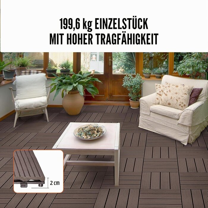 WPC Terrassenfliesen 27er Set Dunkelbraun - bis zu 35% Rabatt