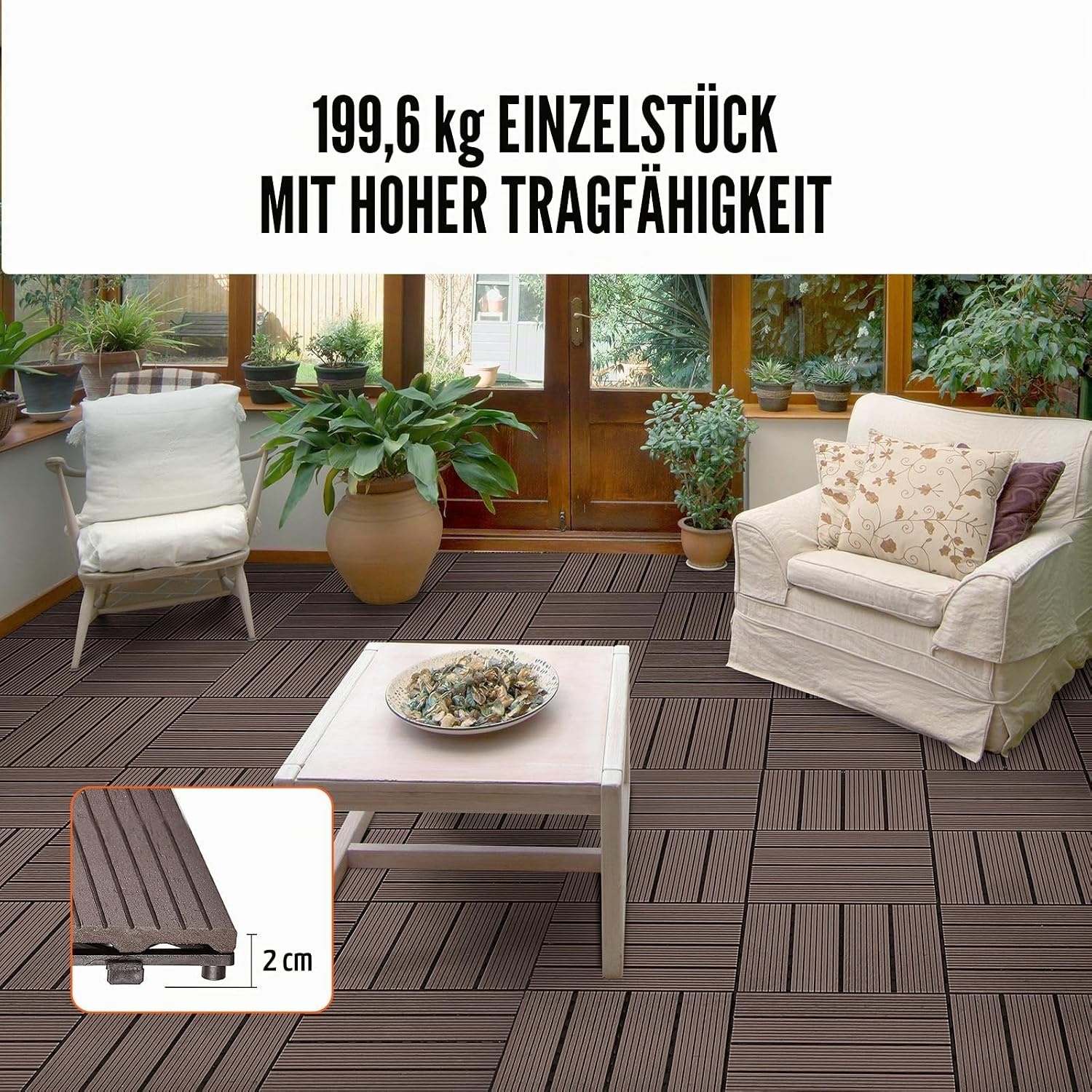 WPC Terrassenfliesen 27er Set Dunkelbraun - bis zu 35% Rabatt