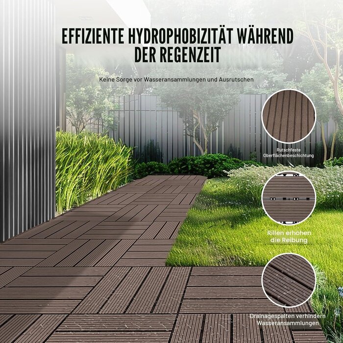 WPC Terrassenfliesen 27er Set Dunkelbraun - bis zu 35% Rabatt