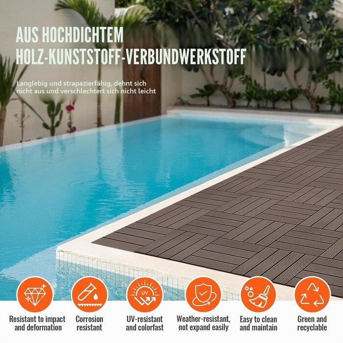 WPC Terrassenfliesen 27er Set Dunkelbraun - bis zu 35% Rabatt