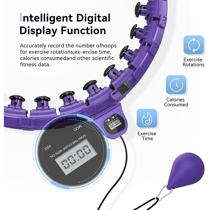 Smart Hula-Hoop Reifen mit Digitalzähler bis 160 cm - bis zu 29% Rabatt