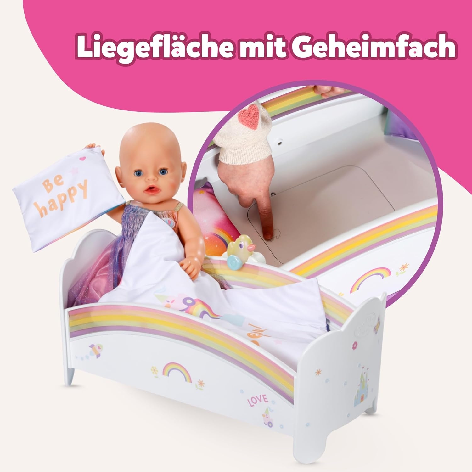 Baby Born Magisches Puppenbett mit Regenbogenlicht & Musik - Outlet bis zu 33% reduziert