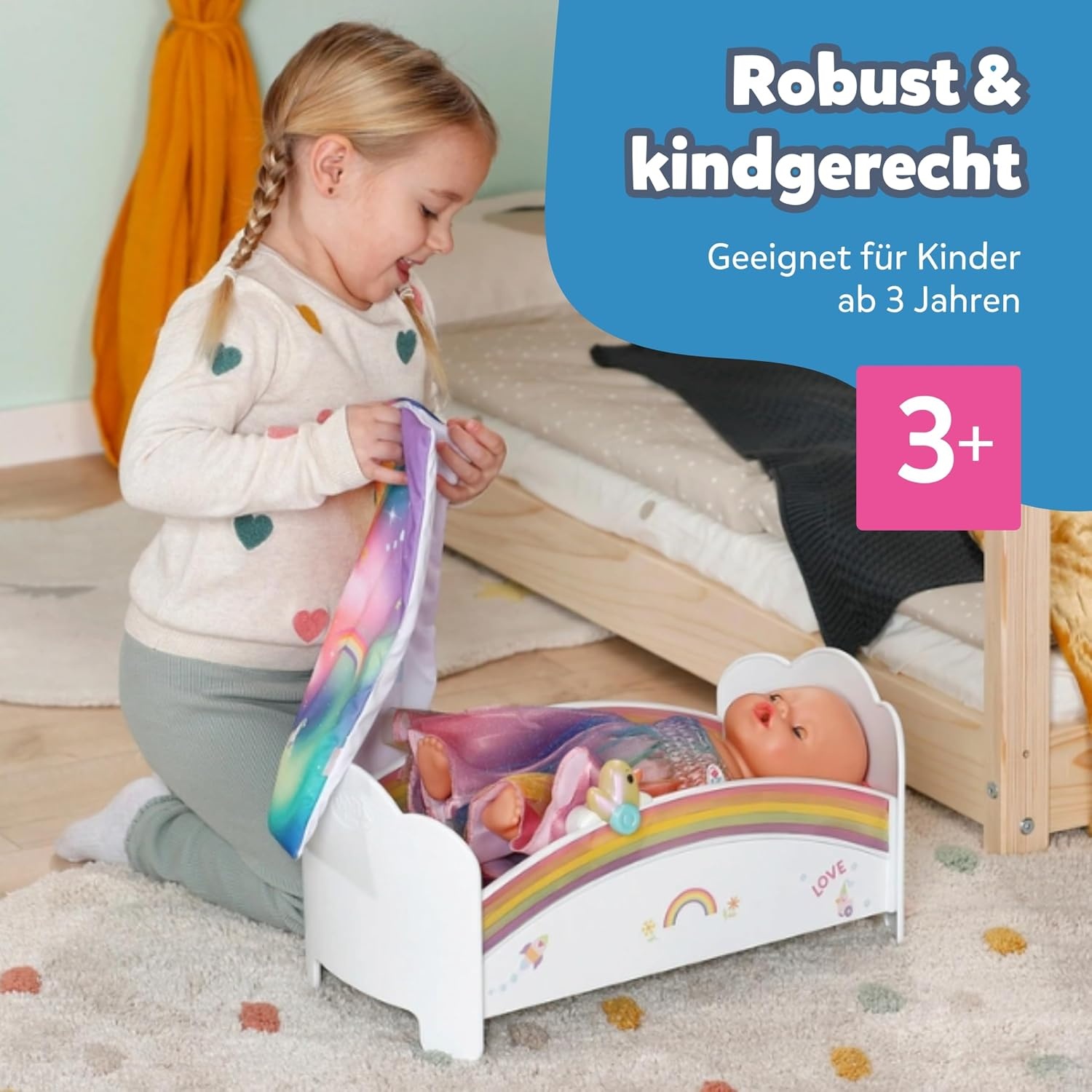 Baby Born Magisches Puppenbett mit Regenbogenlicht & Musik - Outlet bis zu 33% reduziert