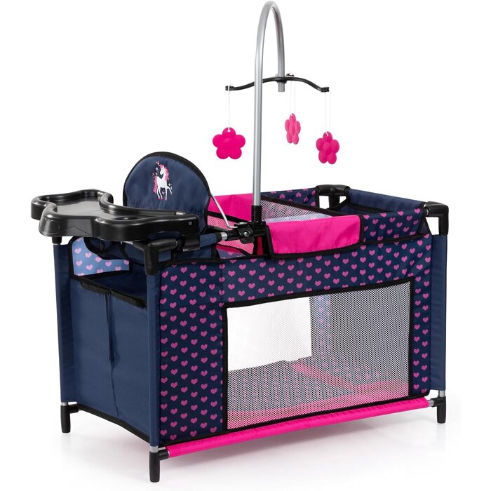 Puppenbett-Station mit Hochstuhl & Schrank - Nordic Pink - bis zu 33% reduziert