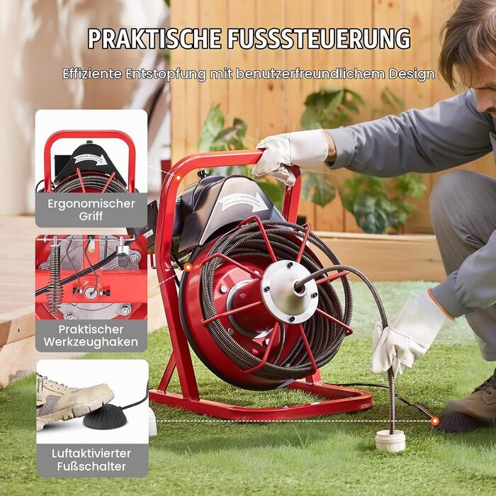 Vevor Elektrische Rohrreinigungsmaschine 250W mit 15m Spirale - bis zu 37% Rabatt
