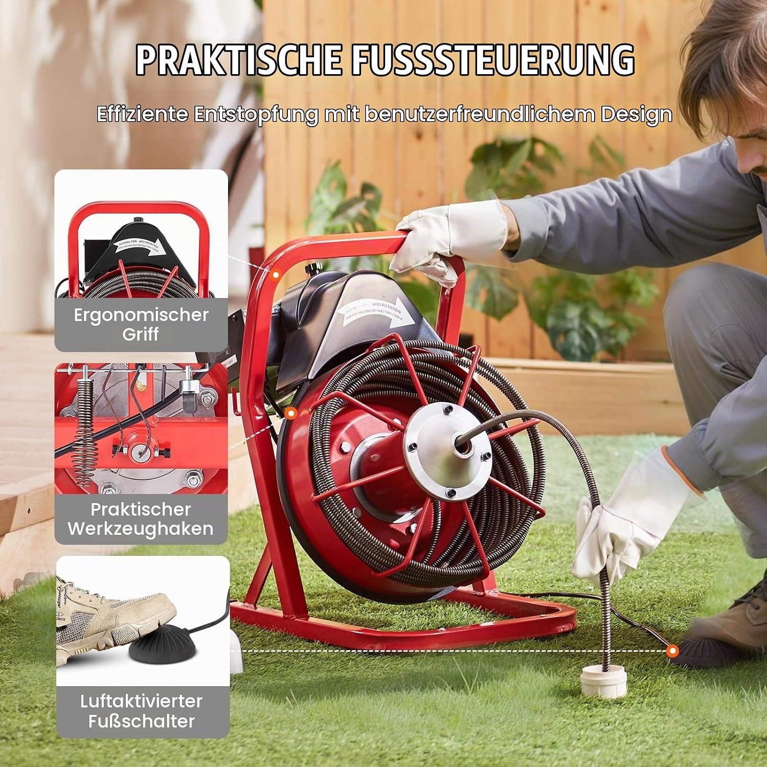 Vevor Elektrische Rohrreinigungsmaschine 250W mit 15m Spirale - bis zu 37% Rabatt