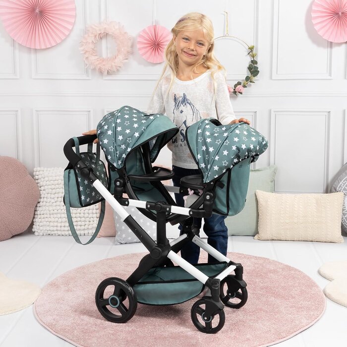 Zwillings-Puppenwagen mit verstellbarem Schieber - bis zu 34% Rabatt sparen