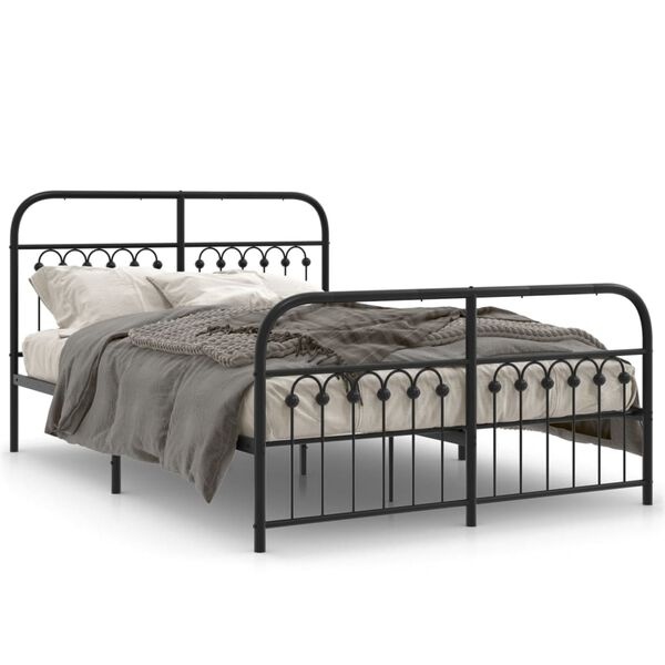 Vidaxl Robustes Metall-Bettgestell 140x190 cm - Schwarz - Bis zu 35% Rabatt