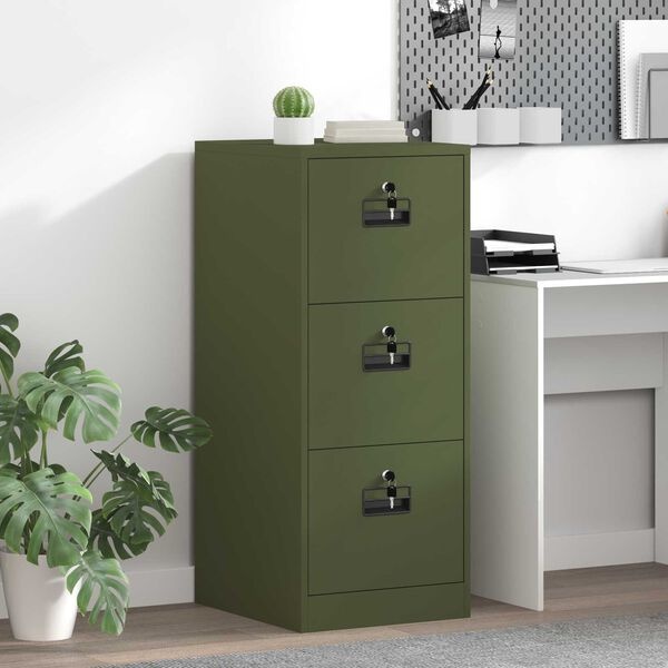 Vidaxl Stahl-Aktenschrank in Olivgrün - Industrie-Design, jetzt bis zu 35 % Rabatt