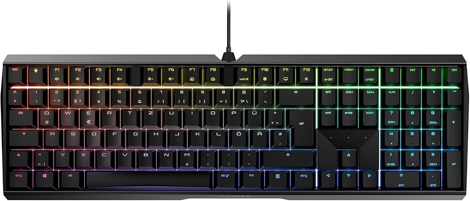 Mechanische Gaming-Tastatur, QWERTZ, Cherry MX Silent, Aluminium - 64% Rabatt