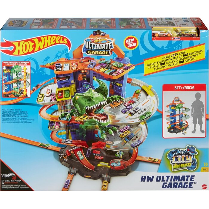 Mega Spielgarage mit Robo T-Rex | Platz für 100 Autos | Bis zu 35% Rabatt