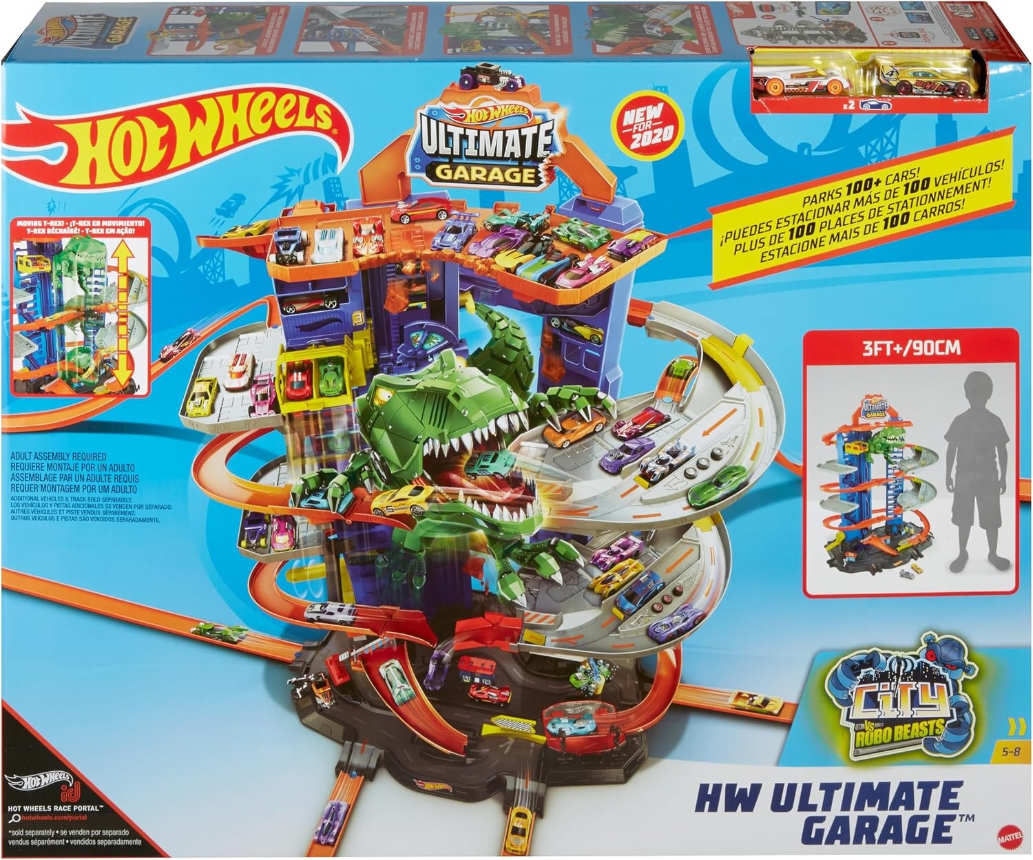 Mega Spielgarage mit Robo T-Rex | Platz für 100 Autos | Bis zu 35% Rabatt