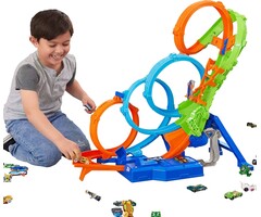 Hot Wheels Mega-Rennbahn mit 4 Loopings & Booster - Action für Kids bis zu 40% günstiger
