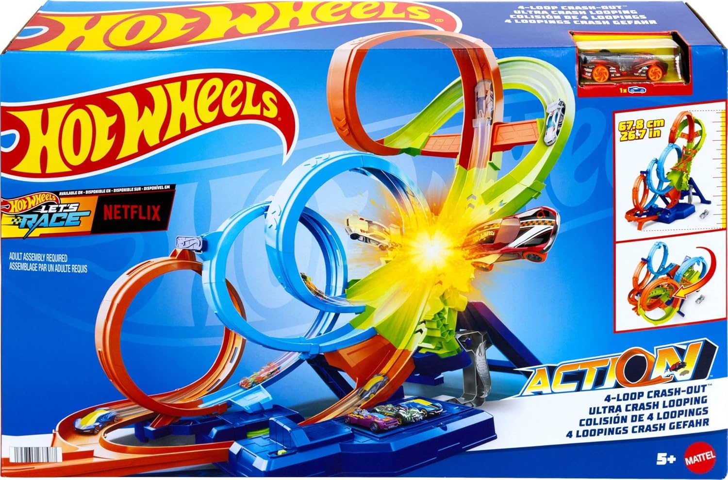 Mega-Rennbahn-Set mit 4 Loopings & Booster - bis zu 34% sparen