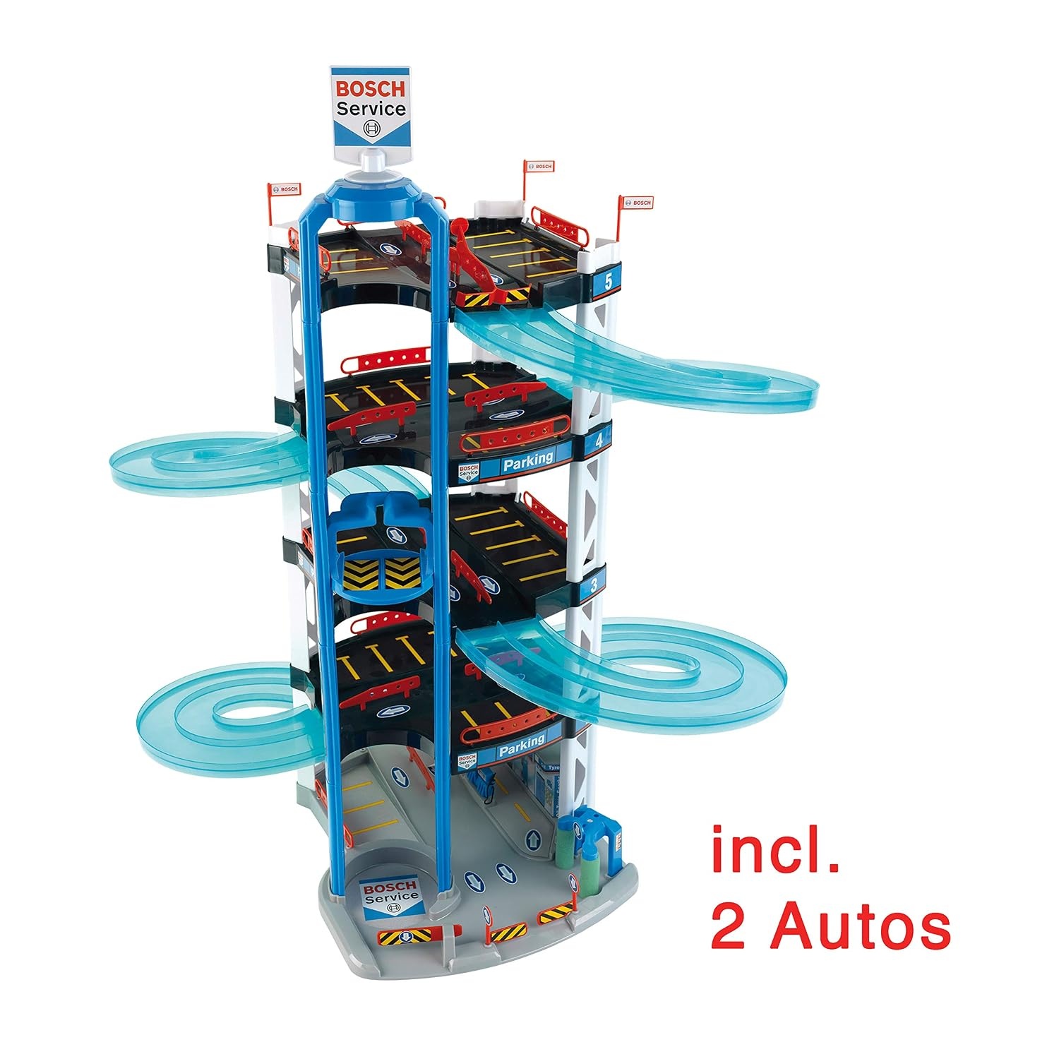 Parkhaus Spielset 5 Ebenen mit Doppelrampe & 2 Autos - jetzt bis zu 34% sparen
