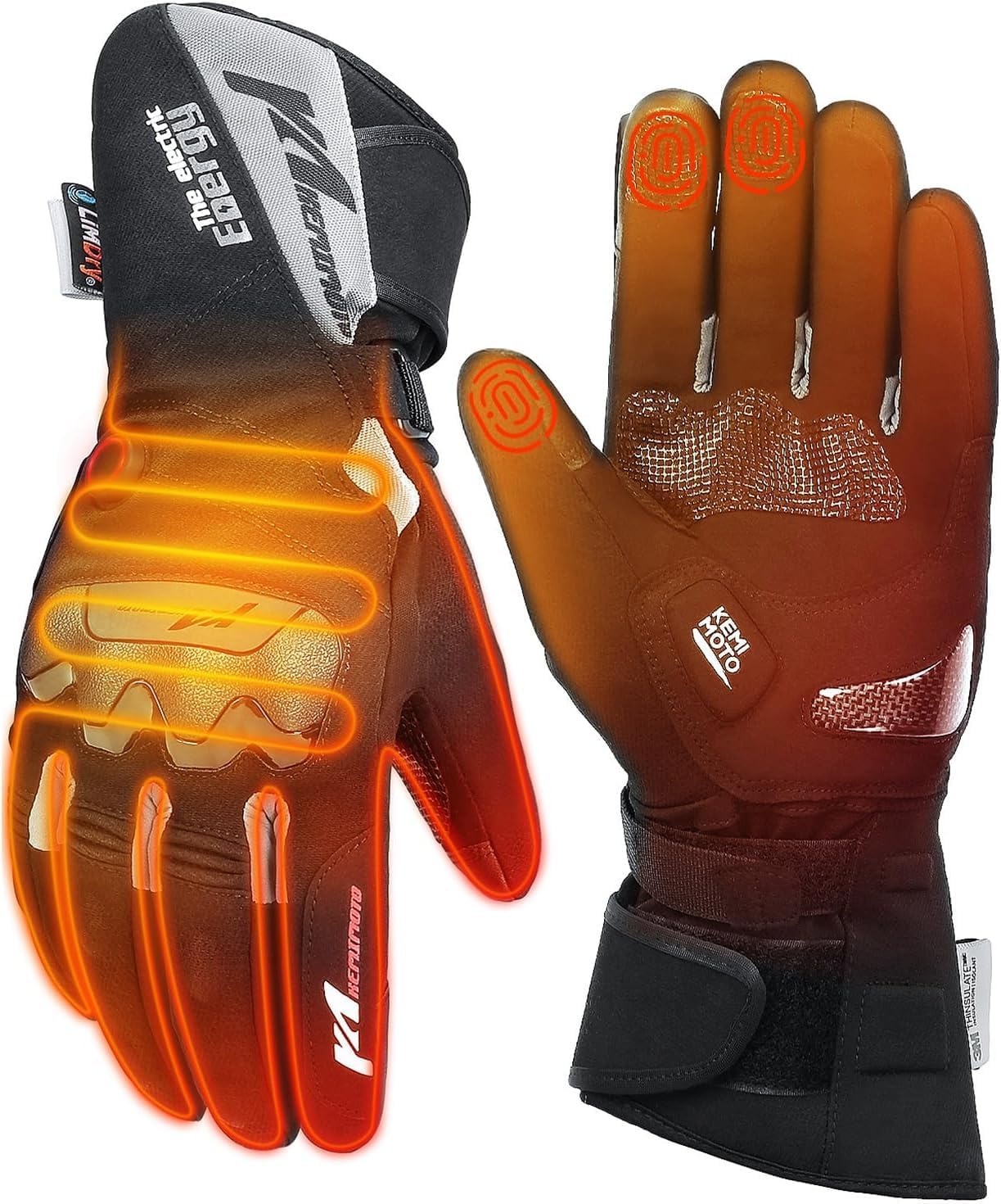 Kemimoto Beheizbare Motorradhandschuhe Unisex, Schwarz, Gr. L - bis zu 78% günstiger