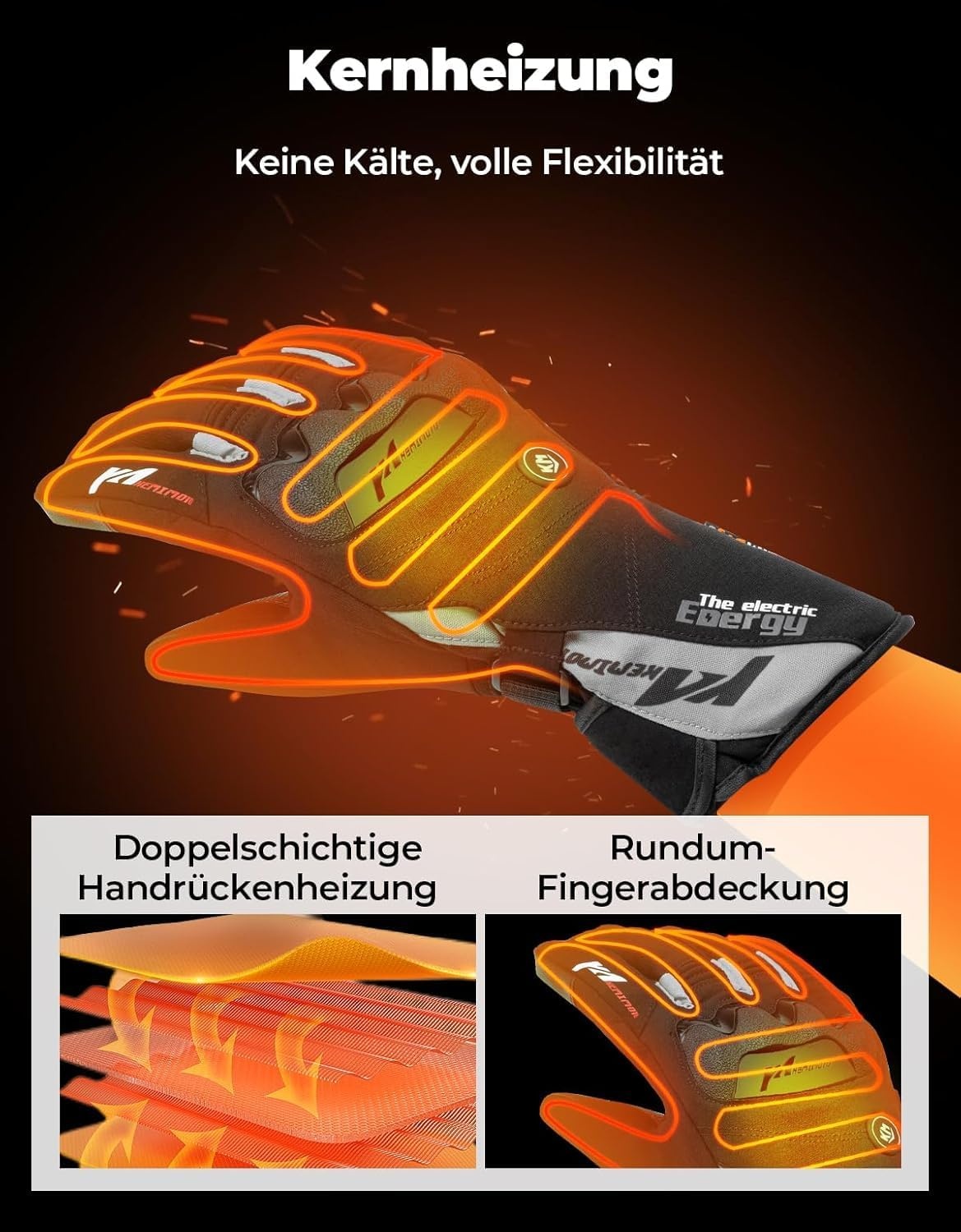 Kemimoto Beheizbare Motorradhandschuhe Unisex, Schwarz, Gr. L - bis zu 78% günstiger