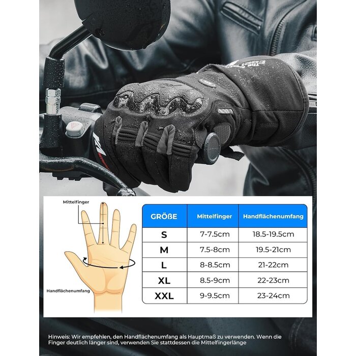 Kemimoto Beheizbare Motorradhandschuhe Unisex, Schwarz, Gr. L - bis zu 78% günstiger