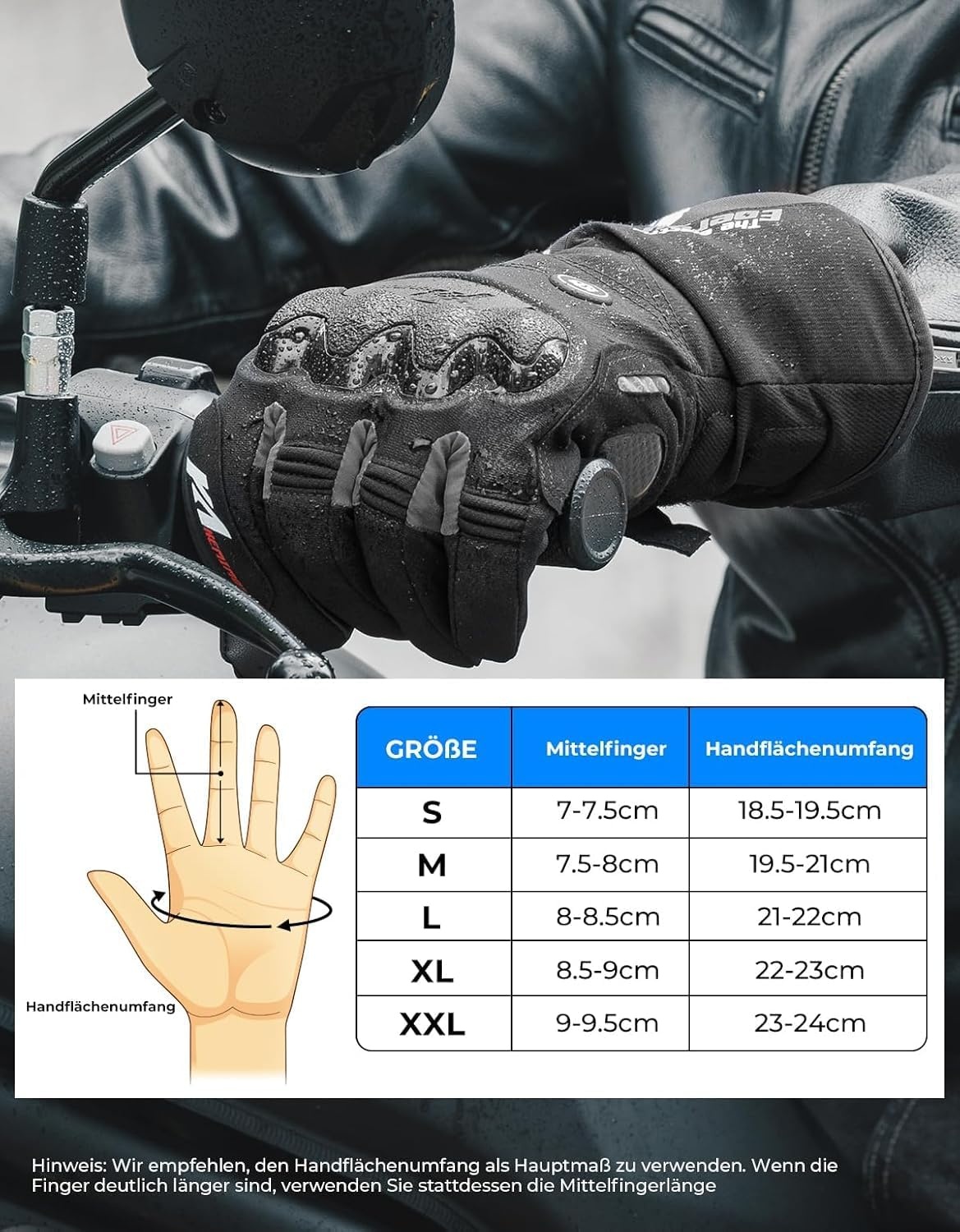 Kemimoto Beheizbare Motorradhandschuhe Unisex, Schwarz, Gr. L - bis zu 78% günstiger
