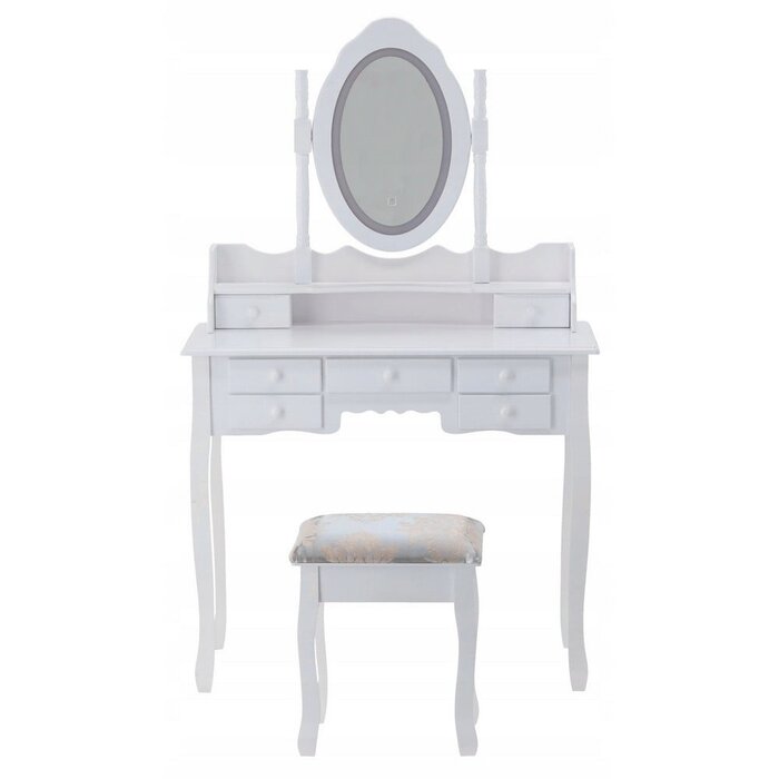 Viking Choice Eleganter Schminktisch mit LED-Spiegel & Hocker - Weiß - bis zu 11% Rabatt