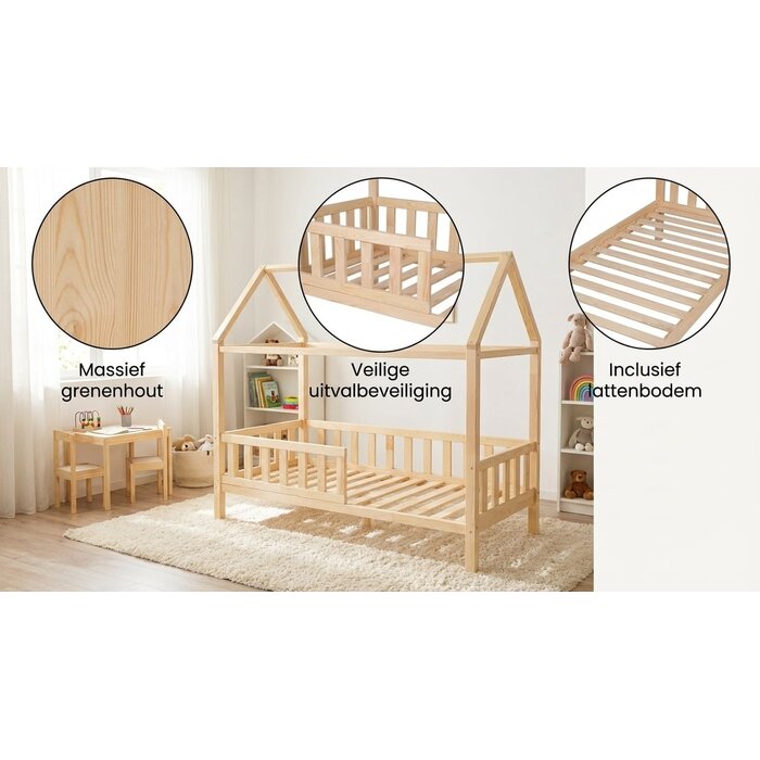 Viking Choice Hausbett für Kinder aus Kiefernholz 80x160 cm - bis zu 21% sparen