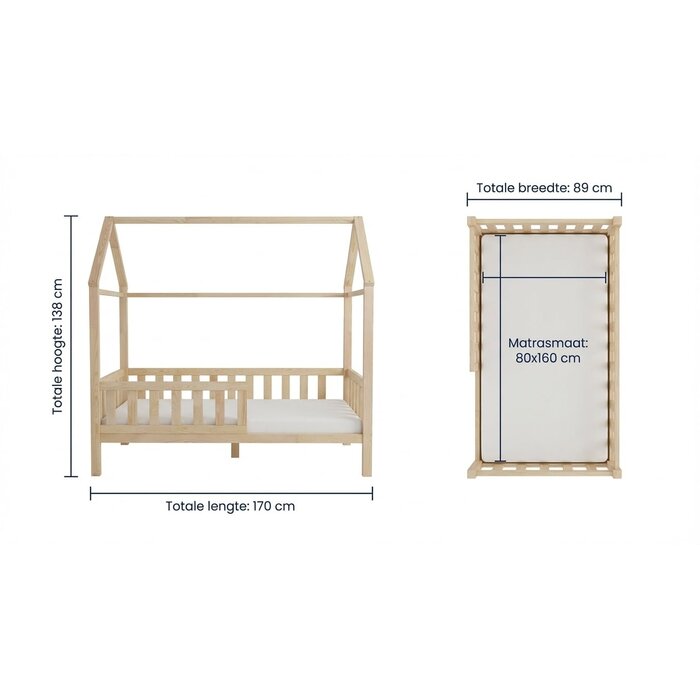 Viking Choice Hausbett für Kinder aus Kiefernholz 80x160 cm - bis zu 21% sparen