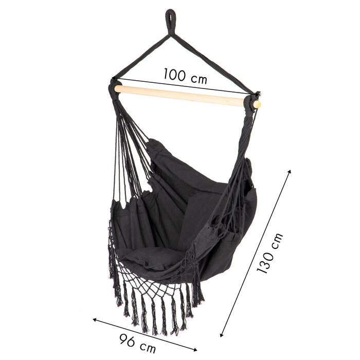 Viking Choice Hängesessel Brasilianischer Stil Schwarz 130x96cm - bis zu 23% sparen