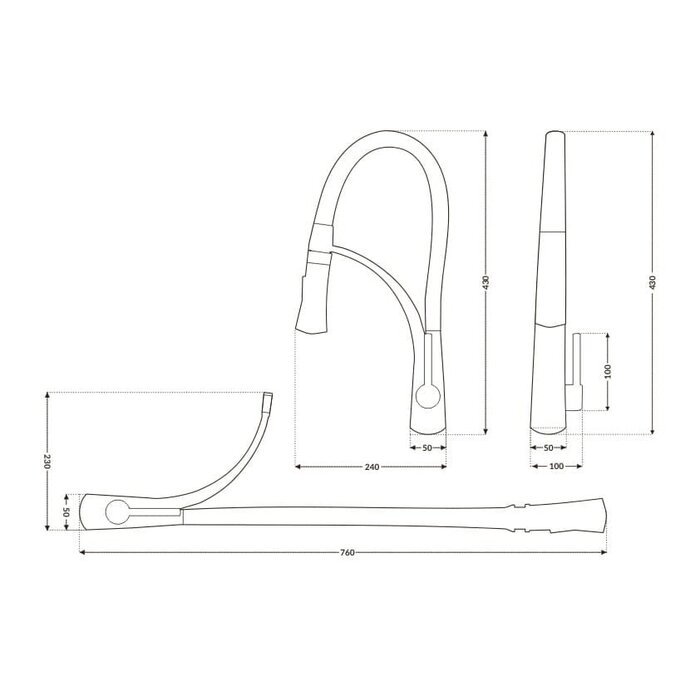 Viking Choice Moderne Küchenarmatur Schwarz/Gold - Flexibel & ausziehbar - bis zu 30% sparen