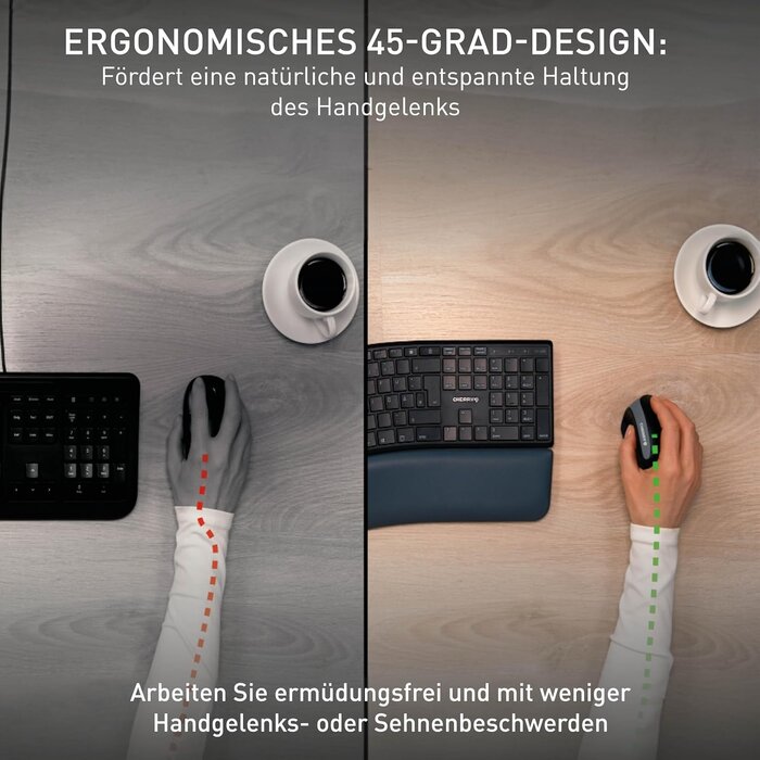 Ergonomische Funkmaus, 45°-Design, 6 Tasten - jetzt bis zu 32% günstiger