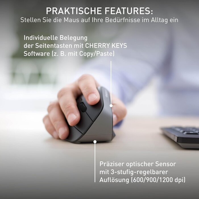 Ergonomische Funkmaus, 45°-Design, 6 Tasten - jetzt bis zu 32% günstiger