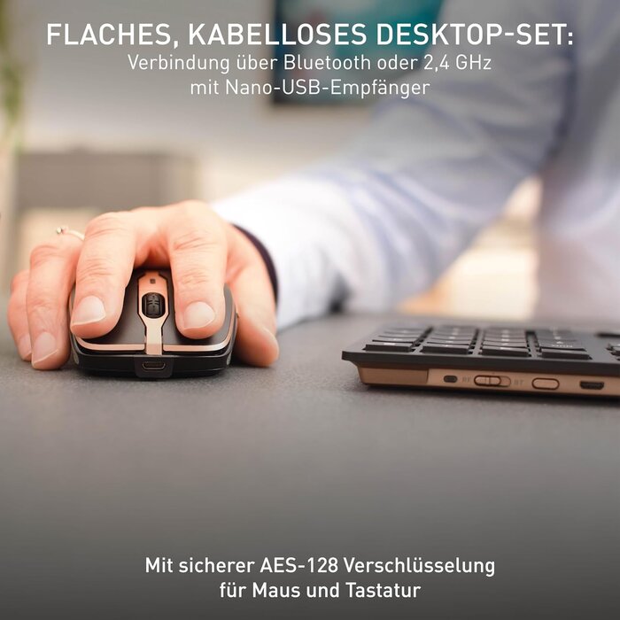 Kabelloses Tastatur- & Maus-Set - QWERTZ - Schwarz-Bronze - bis zu 34% reduziert