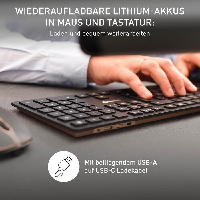 Kabelloses Tastatur- & Maus-Set - QWERTZ - Schwarz-Bronze - bis zu 34% reduziert