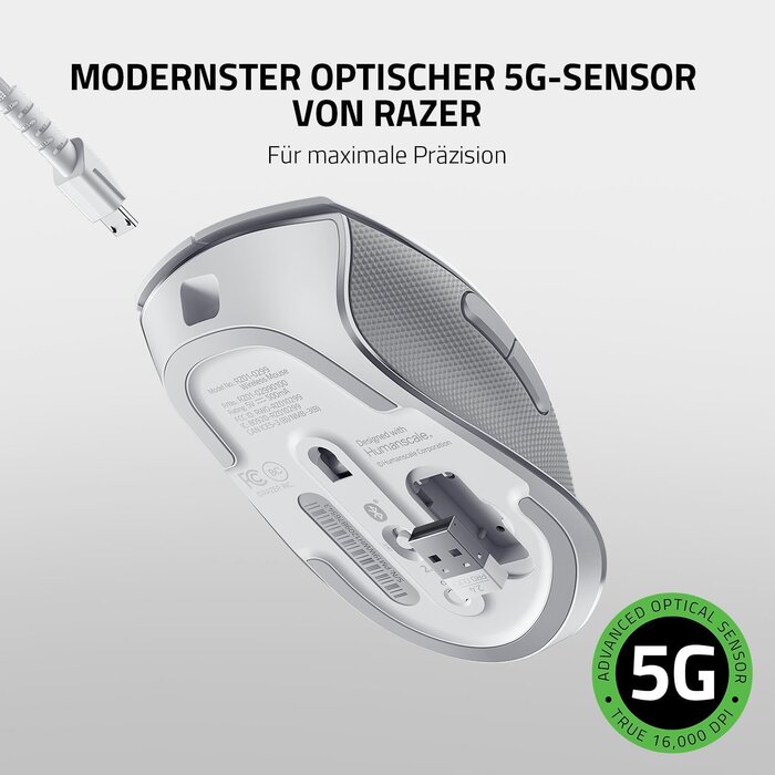 Razer Ergonomische Funkmaus, 16.000 DPI, Weiß - Bis zu 34% Rabatt