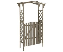 Vidaxl Garten-Pergola mit Tor, Grau - Massivholz, bis zu 41% reduziert