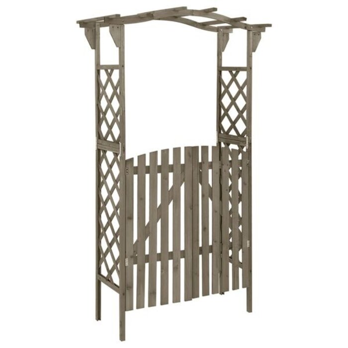 Vidaxl Garten-Pergola mit Tor 116x204 cm - Massivholz Grau - Bis zu 35% Rabatt
