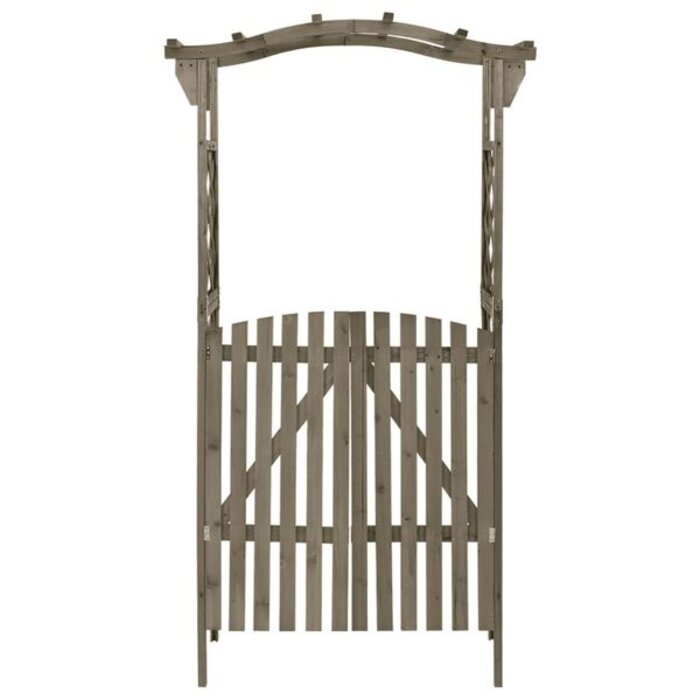 Vidaxl Garten-Pergola mit Tor 116x204 cm - Massivholz Grau - Bis zu 35% Rabatt